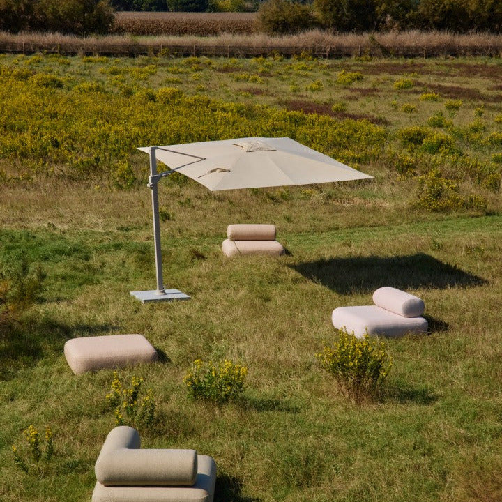 Azore Zweefparasol 300x300 parasol+voet+hoes Acryl linen/latte