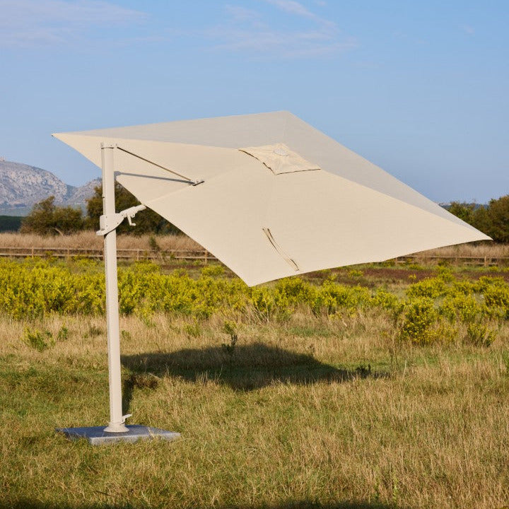 Azore Zweefparasol 300x300 parasol+voet+hoes Acryl linen/latte