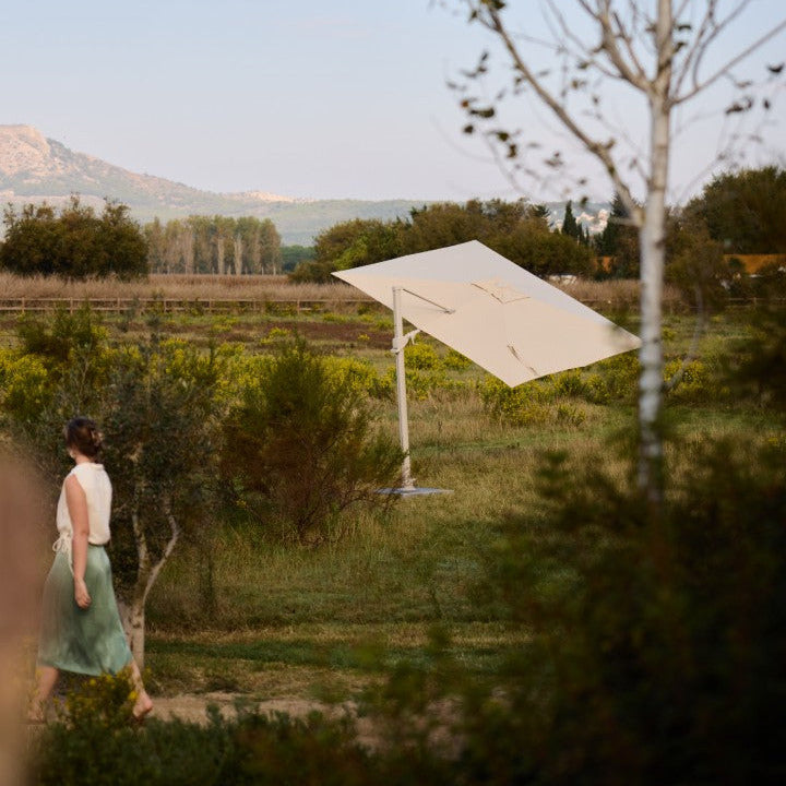 Azore Zweefparasol 300x300 parasol+voet+hoes Acryl linen/latte