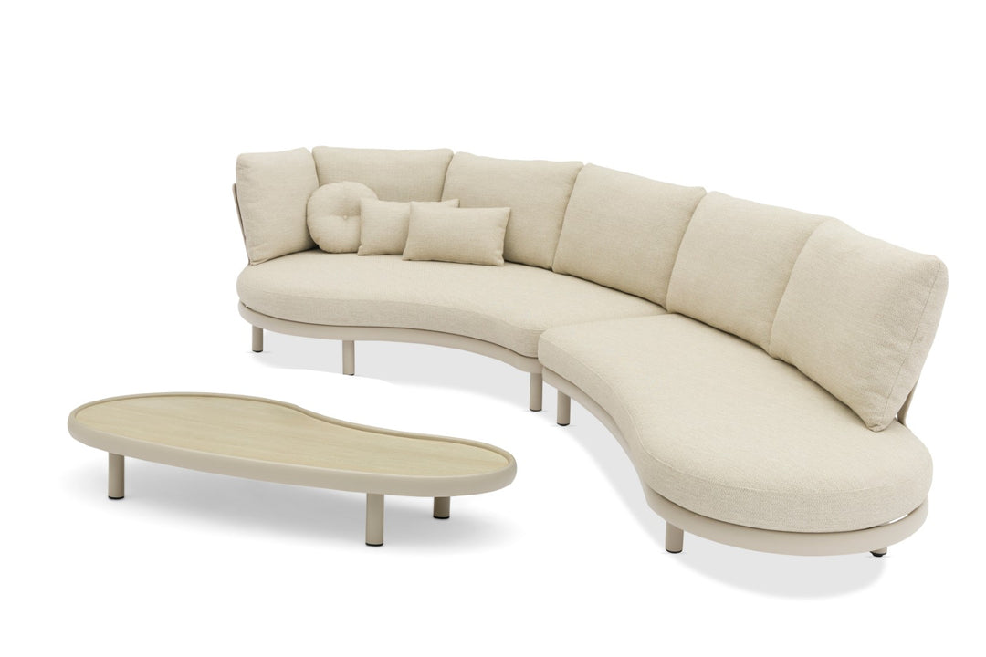 Breeze organische loungeset in beige aluminium en all-weather kussens links