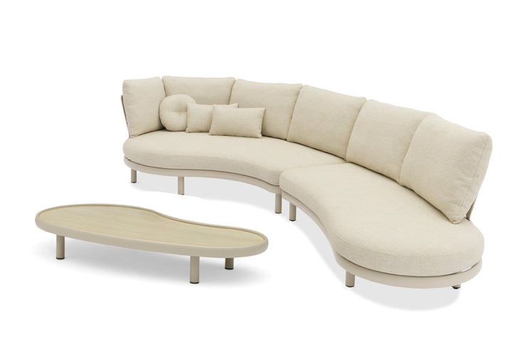 Breeze organische loungeset in beige aluminium en all-weather kussens links