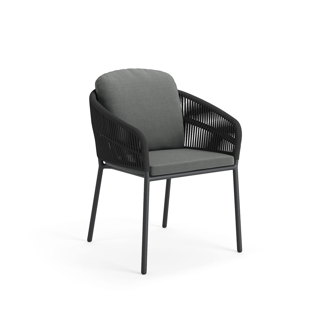 Table de jardin Ducast en aluminium antracite 220x100 avec plateau en céramique pleine et chaise Cortina