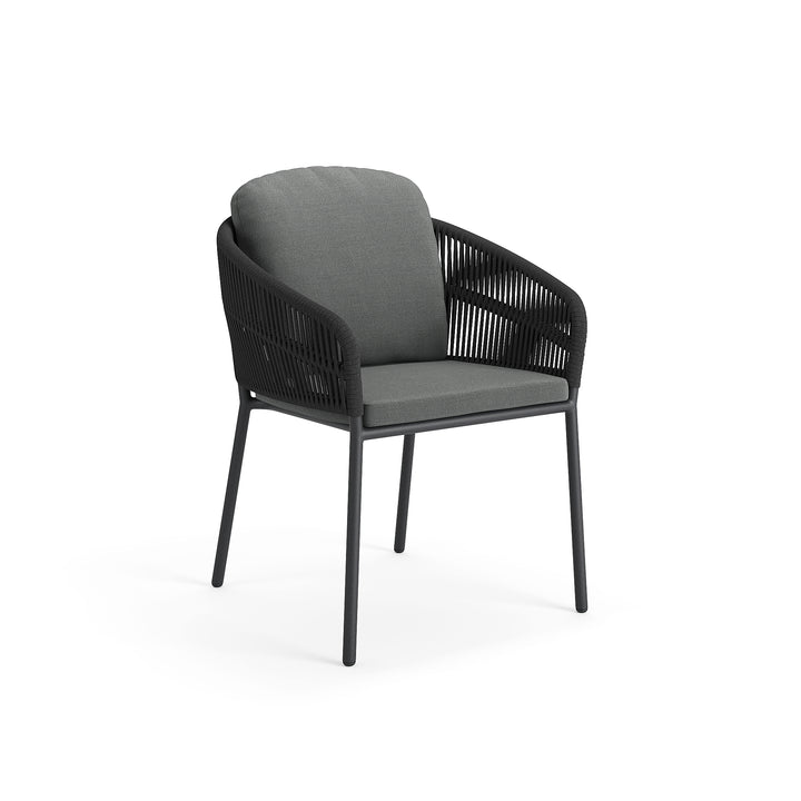 Table de jardin Ducast en aluminium antracite 220x100 avec plateau en céramique pleine et chaise Cortina