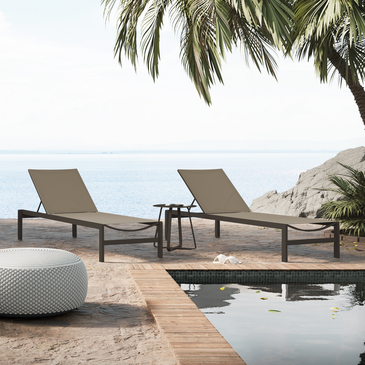 Mauritius sunbed with antracite aluminium and taupe batyline