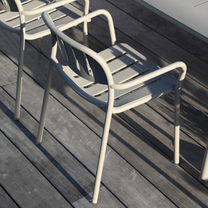 Sunset stapelbare tuinstoel in beige aluminium