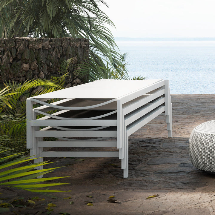 Transat Mauritius en aluminium blanc et textilène taupe
