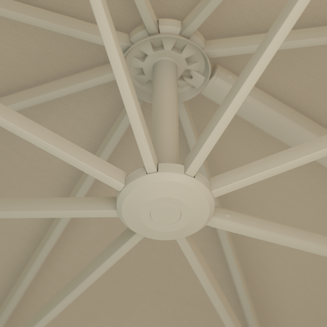 Mallorca LED cantilever parasol beige frame and sand-colored parasol fabric + base + protective cover
