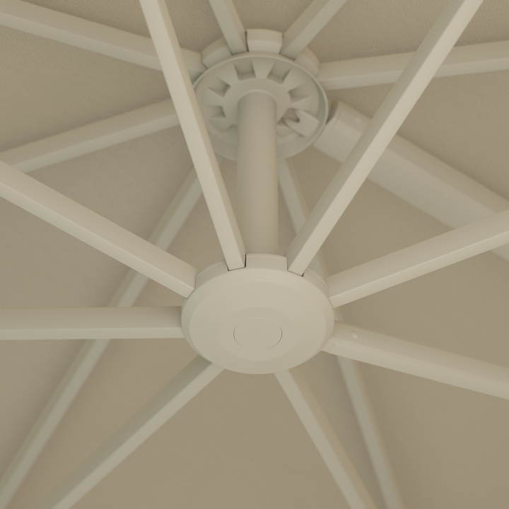 Mallorca LED cantilever parasol beige frame and sand-colored parasol fabric + base + protective cover