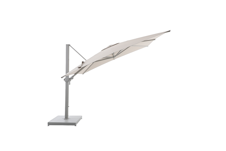 Parasol suspendu Solux 300x300 avec cadre en aluminium lin et toile Sunbrella beige