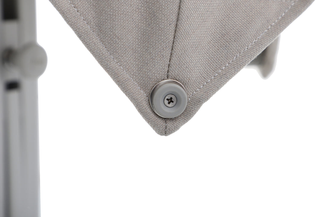 Parasol suspendu Solux 300x300 avec cadre en aluminium lin et toile Sunbrella beige