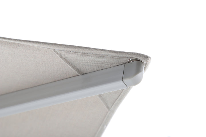 Parasol suspendu Solux 300x300 avec cadre en aluminium lin et toile Sunbrella beige
