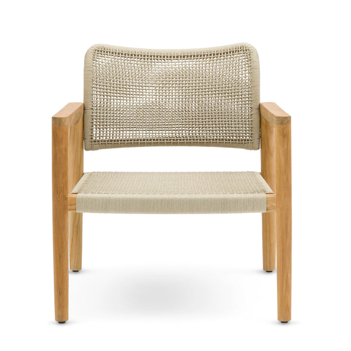 Tolo 1-seat lounge chair in teak and square woven rope