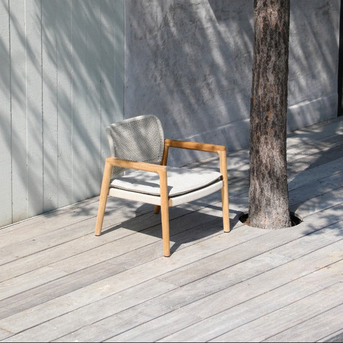 Tolo 1-seat lounge chair in teak and square woven rope