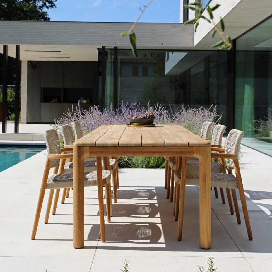 Ensemble de jardin Tolo en teck avec 6 chaises empilables Tolo