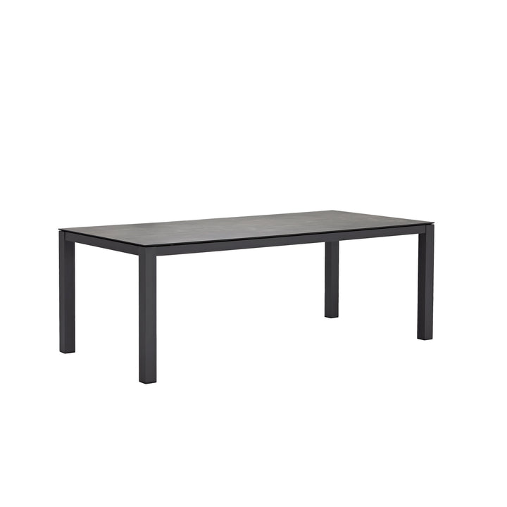 Table de jardin Yuma antracite aluminium et volcéramique grey marble 210x100