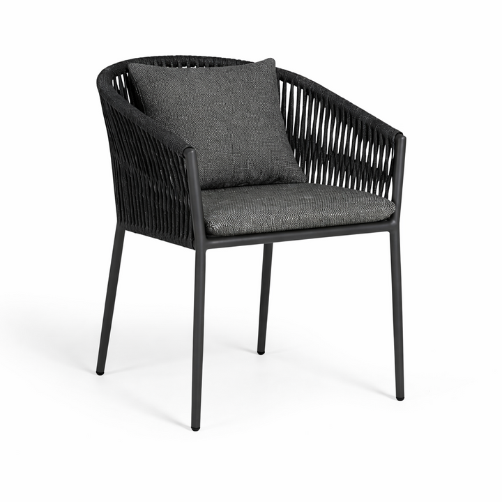 Fortuna tuinstoel in antracite aluminium en antracite recht geweven ronde rope