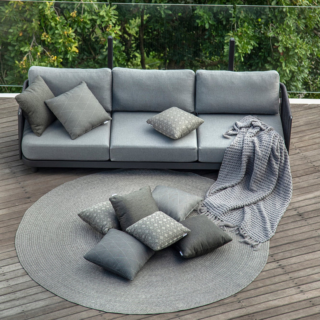 Bonito loungeset in antracite aluminium en vertikaal geweven touw met all-weather kussens (showroommodel)