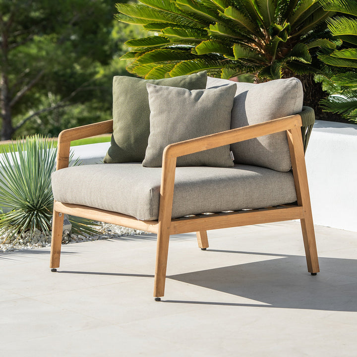 Ritz 1-zit loungezetel in teak met all-weather kussen