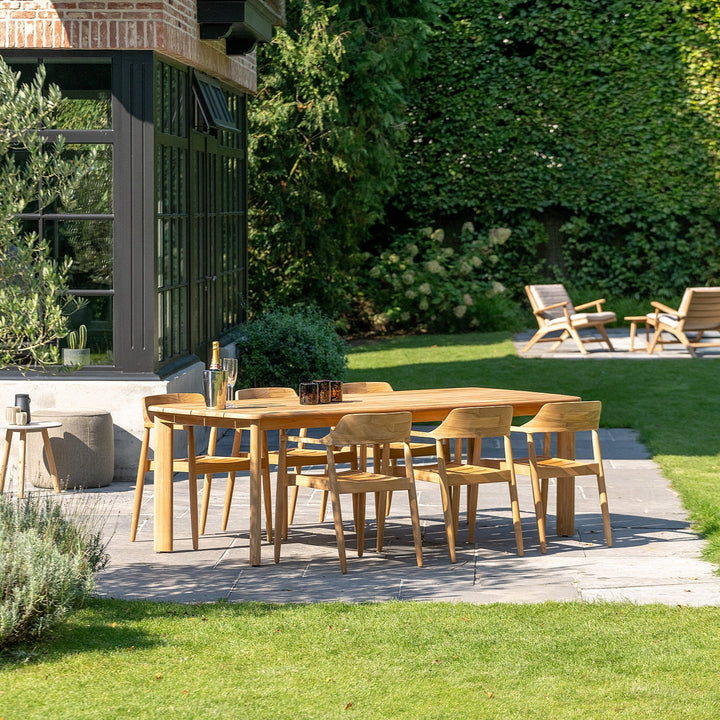Tofino tuinset in teak met 6 tofino tuinstoelen