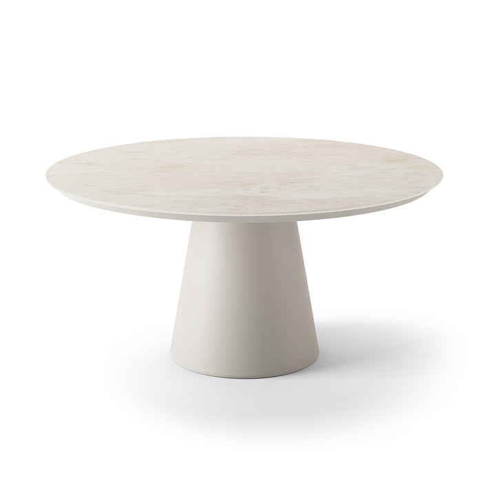Fortuna round garden set in beige aluminium and ceramic R150cm with Fortuna dining chair