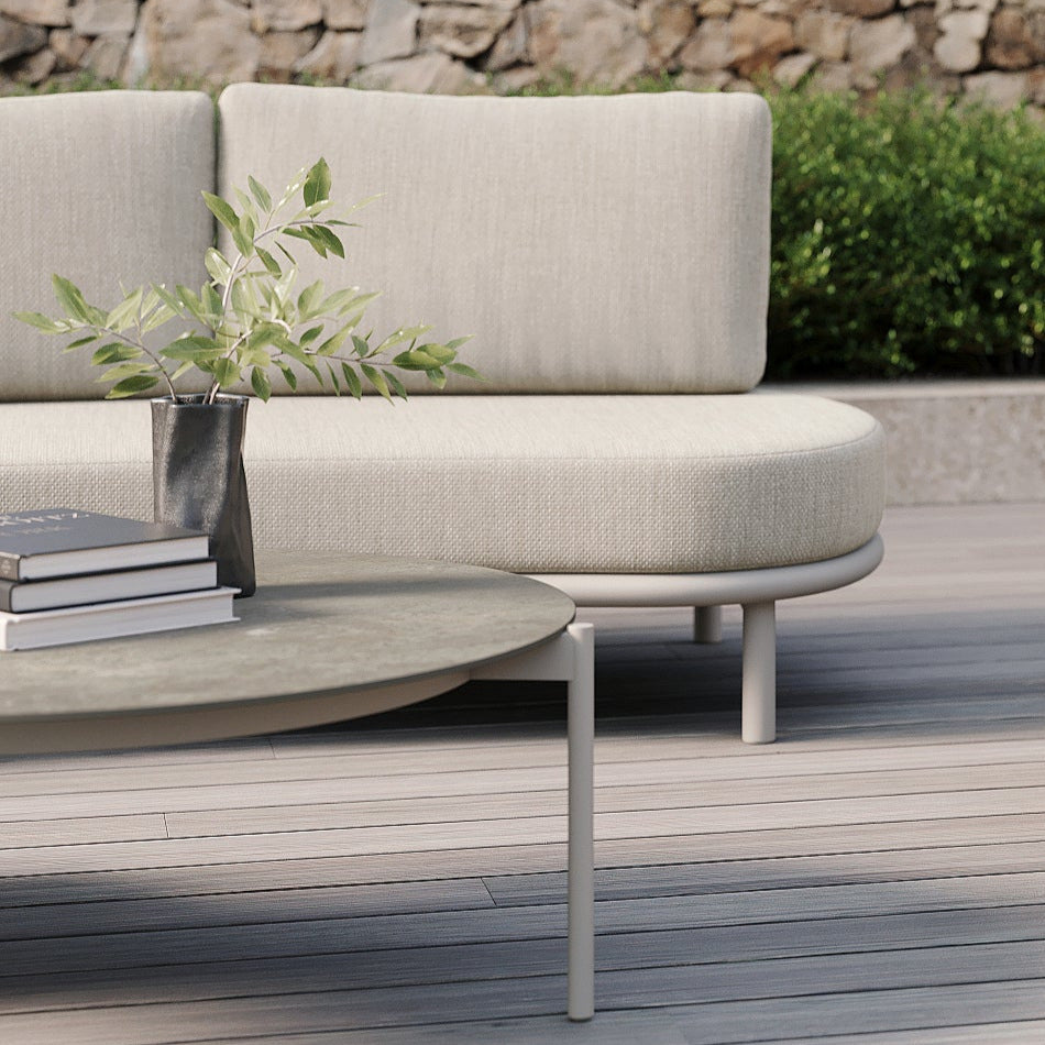 Salon de jardin Organo en aluminium beige et coussins toutes saisons