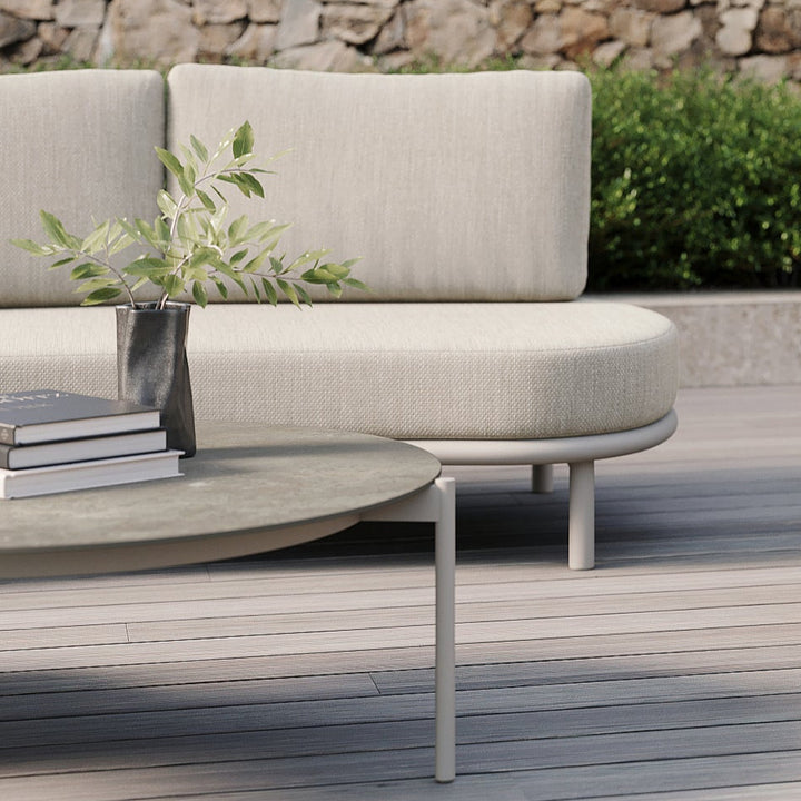 Salon de jardin Organo en aluminium beige et coussins toutes saisons