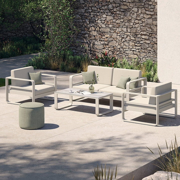 Reno lounge set in beige aluminium and all-weather cushions
