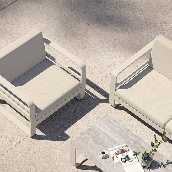Reno lounge set in beige aluminium and all-weather cushions