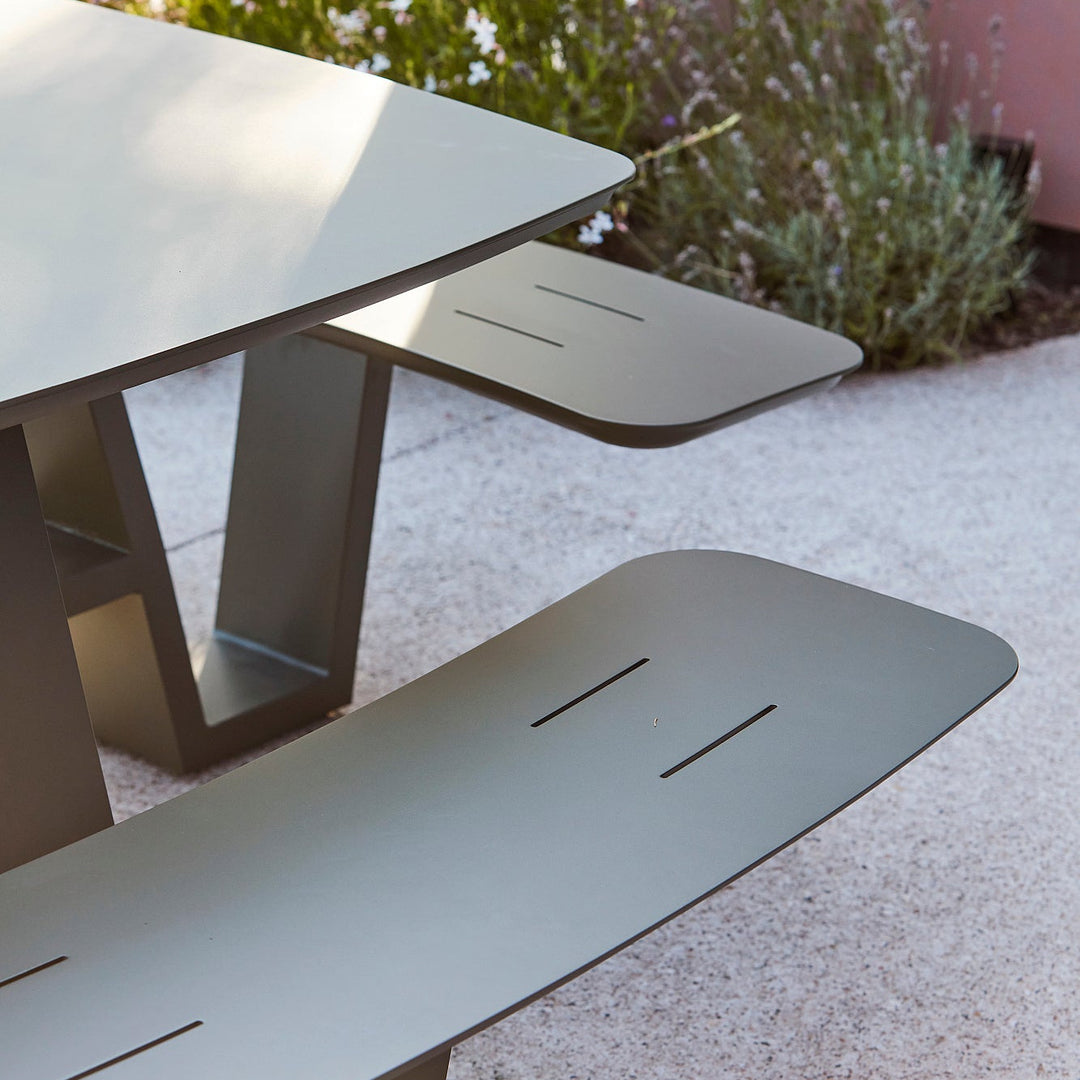 Table de pique-nique Squadro 229x229cm en aluminium vert mat