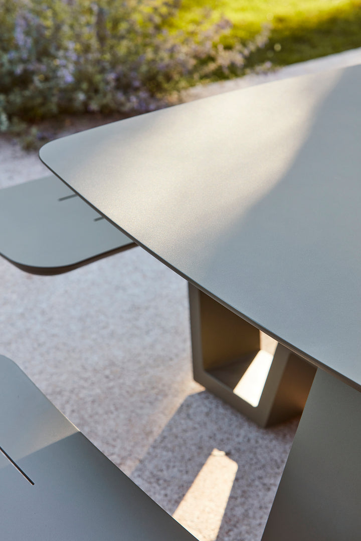 Table de pique-nique Squadro 229x229cm en aluminium vert mat