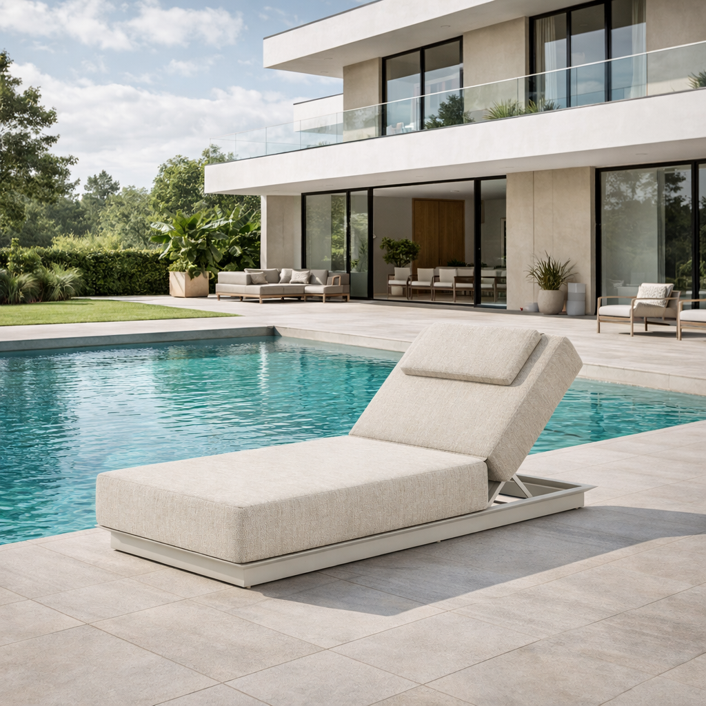 Lido sunlounger in beige aluminium en all-weather kussen