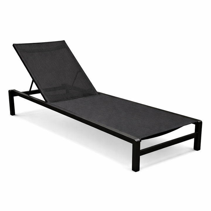 Mauritius sunbed with black aluminum and black textylene