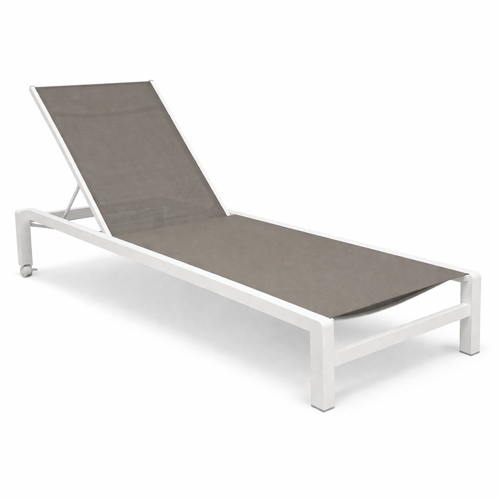 Transat Mauritius en aluminium blanc et textilène taupe