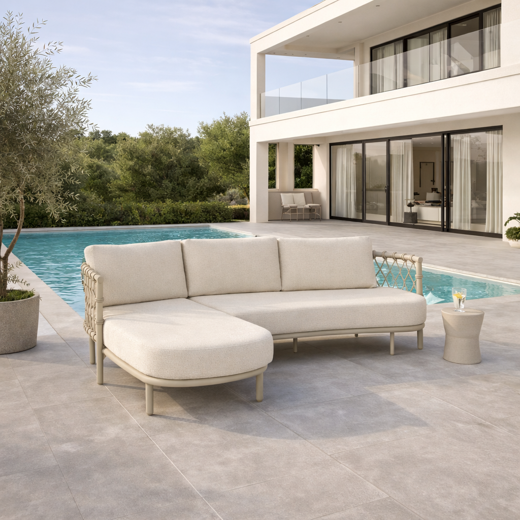 Mezzo lounge in beige (dune) aluminium and all-weather cushions
