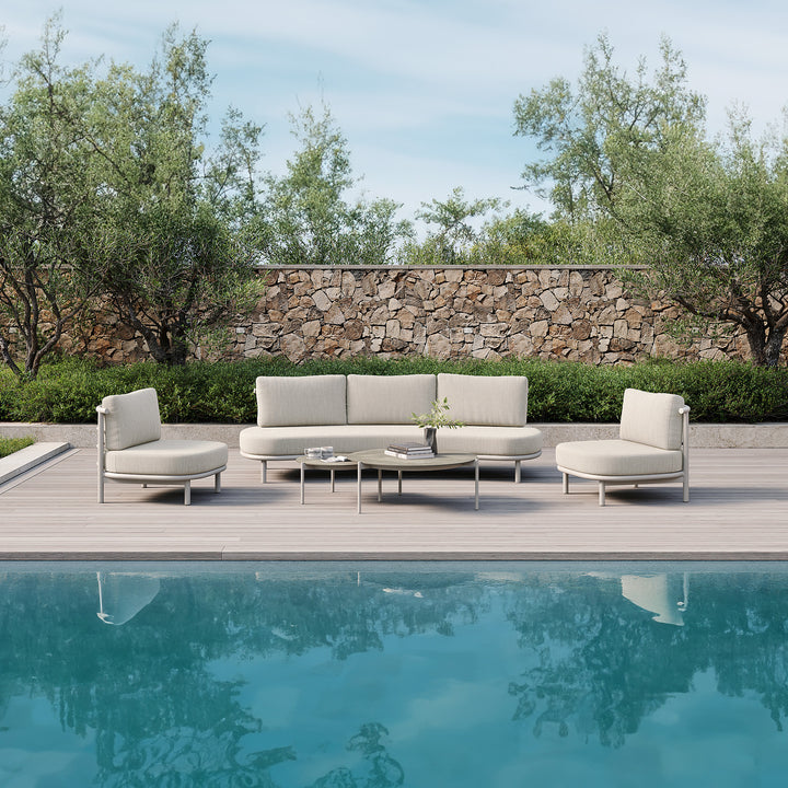 Salon de jardin Organo en aluminium beige et coussins toutes saisons