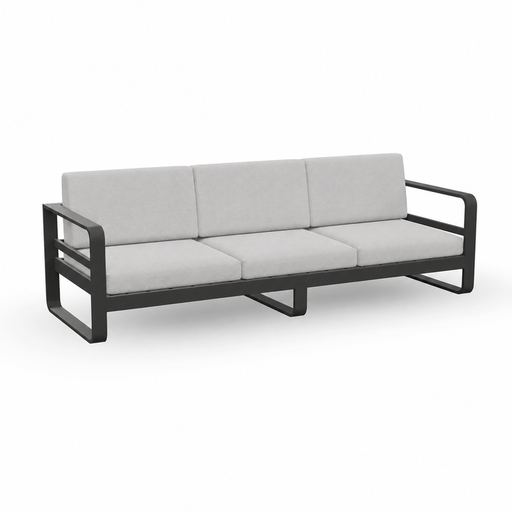 Reno 3-zit loungebank in antraciet aluminium en all-weather kussens