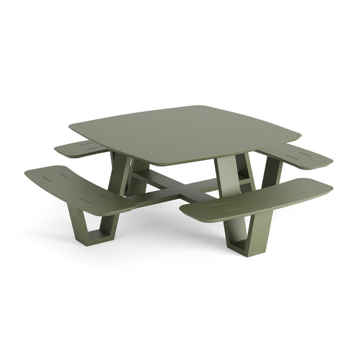 Table de pique-nique Squadro 229x229cm en aluminium vert mat