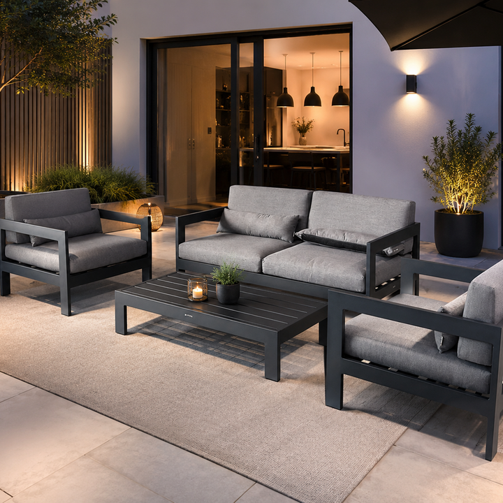 Vigo lounge set in antracite aluminum with all-weather cushions