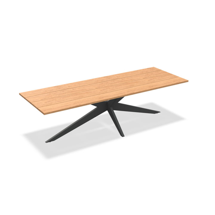 Yate tuintafel 280x100 charcoal aluminium frame en teak tafelblad