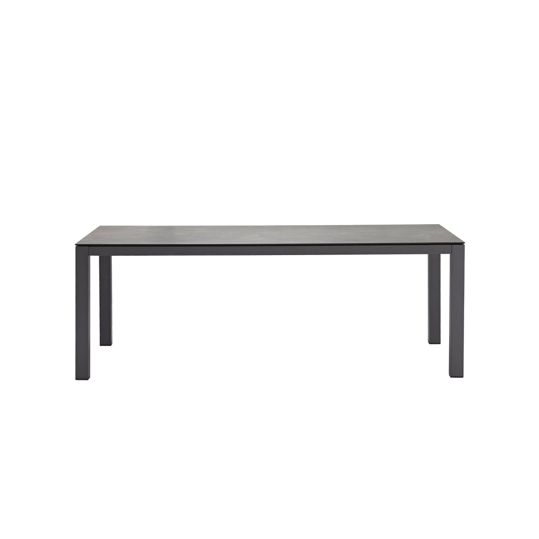Table de jardin Yuma antracite aluminium et volcéramique grey marble 210x100