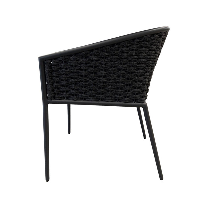 Sarina tuinstoel in antracite aluminium en antracite horizontaal geweven ronde rope