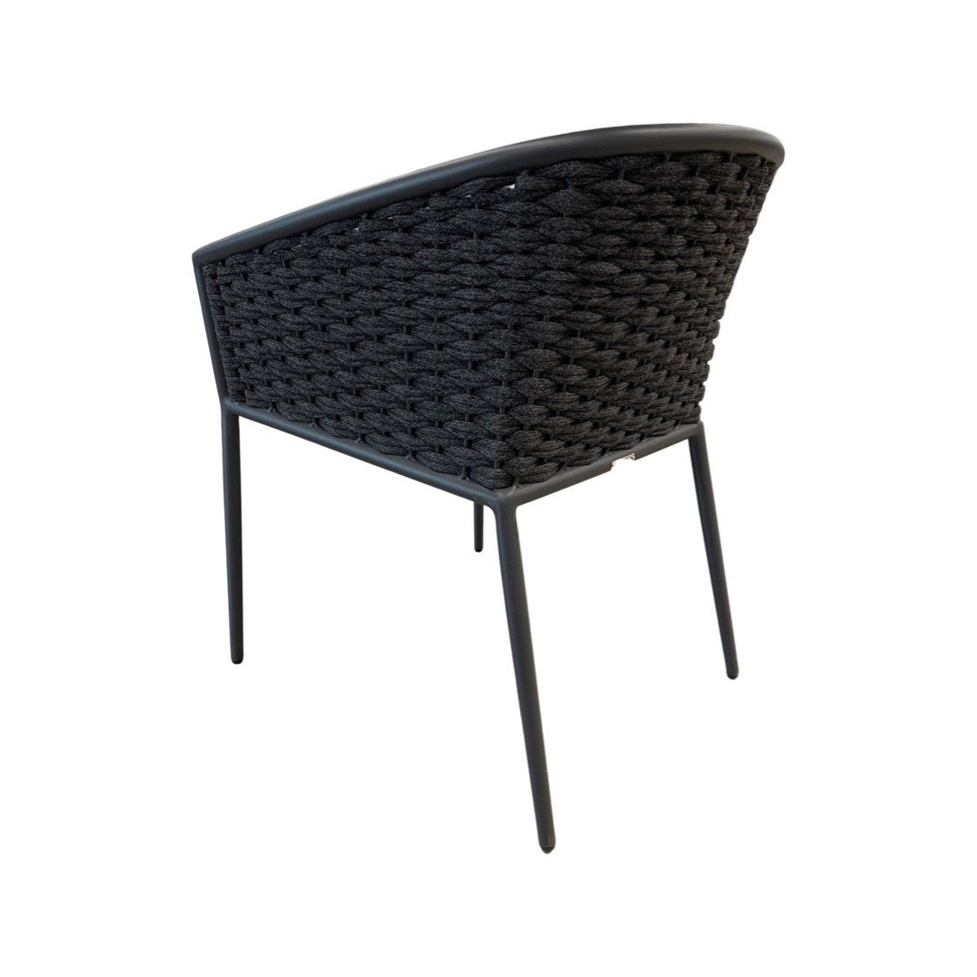 Sarina tuinstoel in antracite aluminium en antracite horizontaal geweven ronde rope