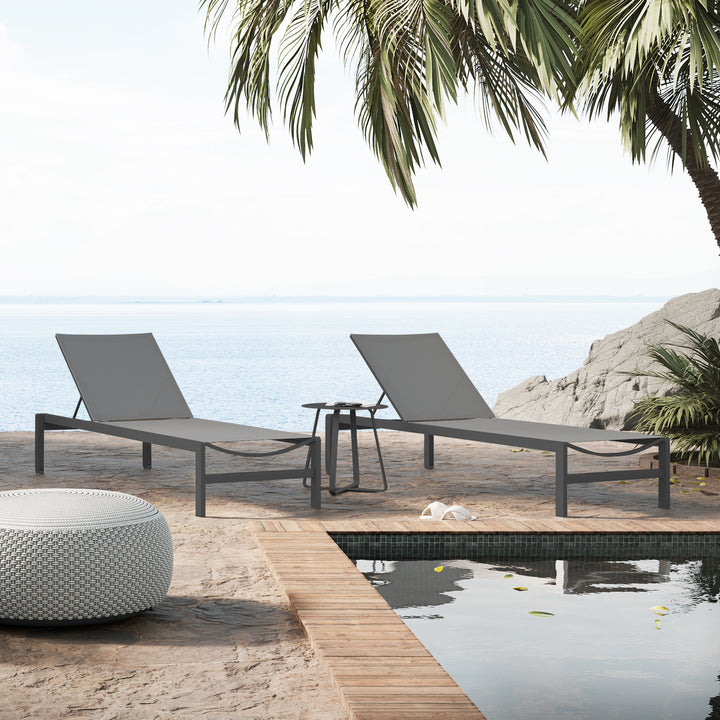 Transat Mauritius en aluminium antracite et textilène gris