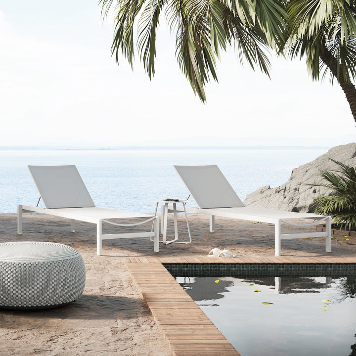 Mauritius ligbed met wit aluminium en lichtgrijs textylene