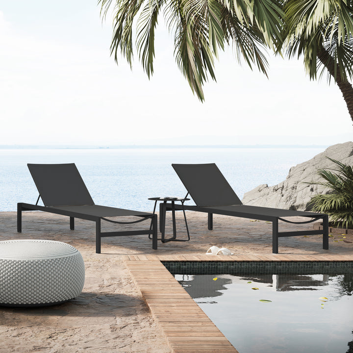 Mauritius sunbed with black aluminum and black textylene