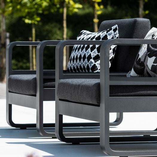 Reno lounge set in antracite aluminum and dark grey all-weather cushions