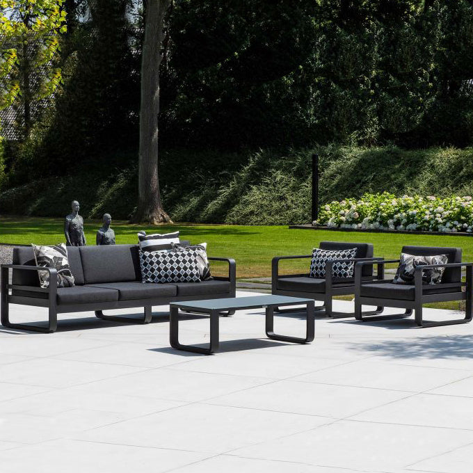 Reno lounge set in antracite aluminum and dark grey all-weather cushions